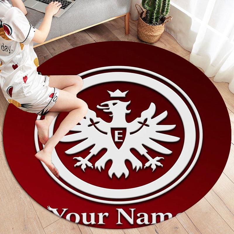 Eintracht Frankfurt Custom Name Round Area Rug,Carpet Rug for Living Room Bedroom Sofa Playroom Decor,Non-slip Floor Mat