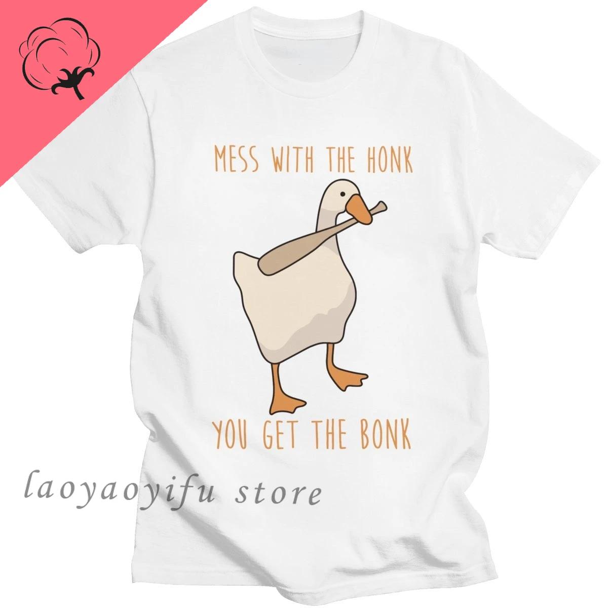 Модные мужские футболки Смешные топы Untitled Goose Game Женские хлопковые мягкие свободные футболки Свяжешься с гудком - получишь бонк Футболка S