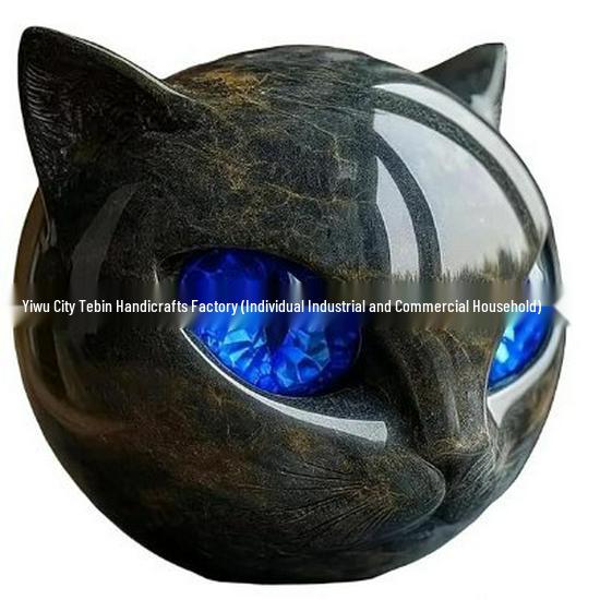 Elegant Black Cat Resin Stone Sculpture