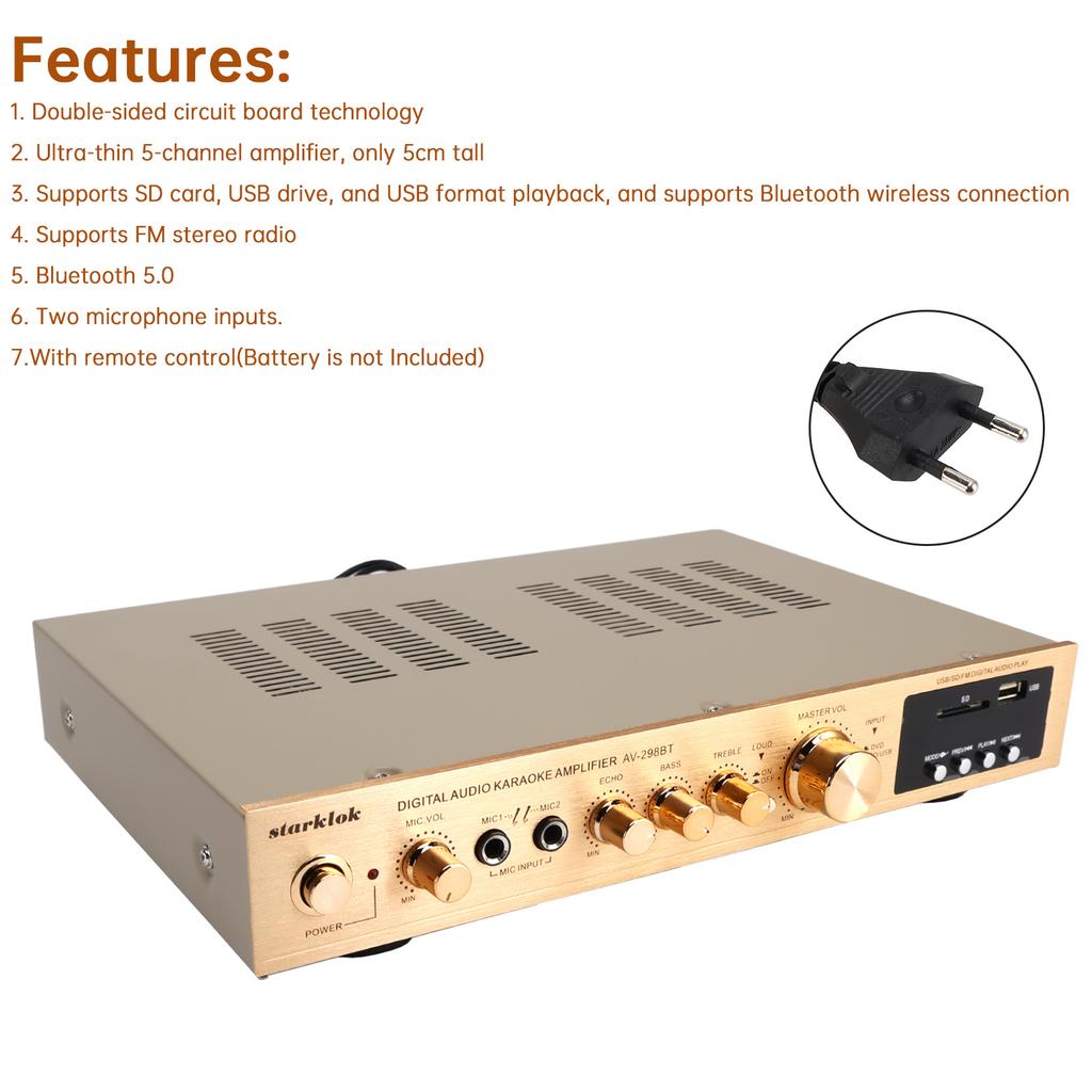 2000W 5-Kanal-Verstärker HiFi-Stereo-AV-Surround-Verstärker FM-Theater