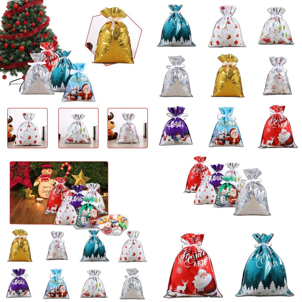Adorável Conjunto de Sacolas de Presente de Natal Grandes Com Fita Perfeito Para Armazenamento de Doces e Necessidades de Embalagem para as Festas