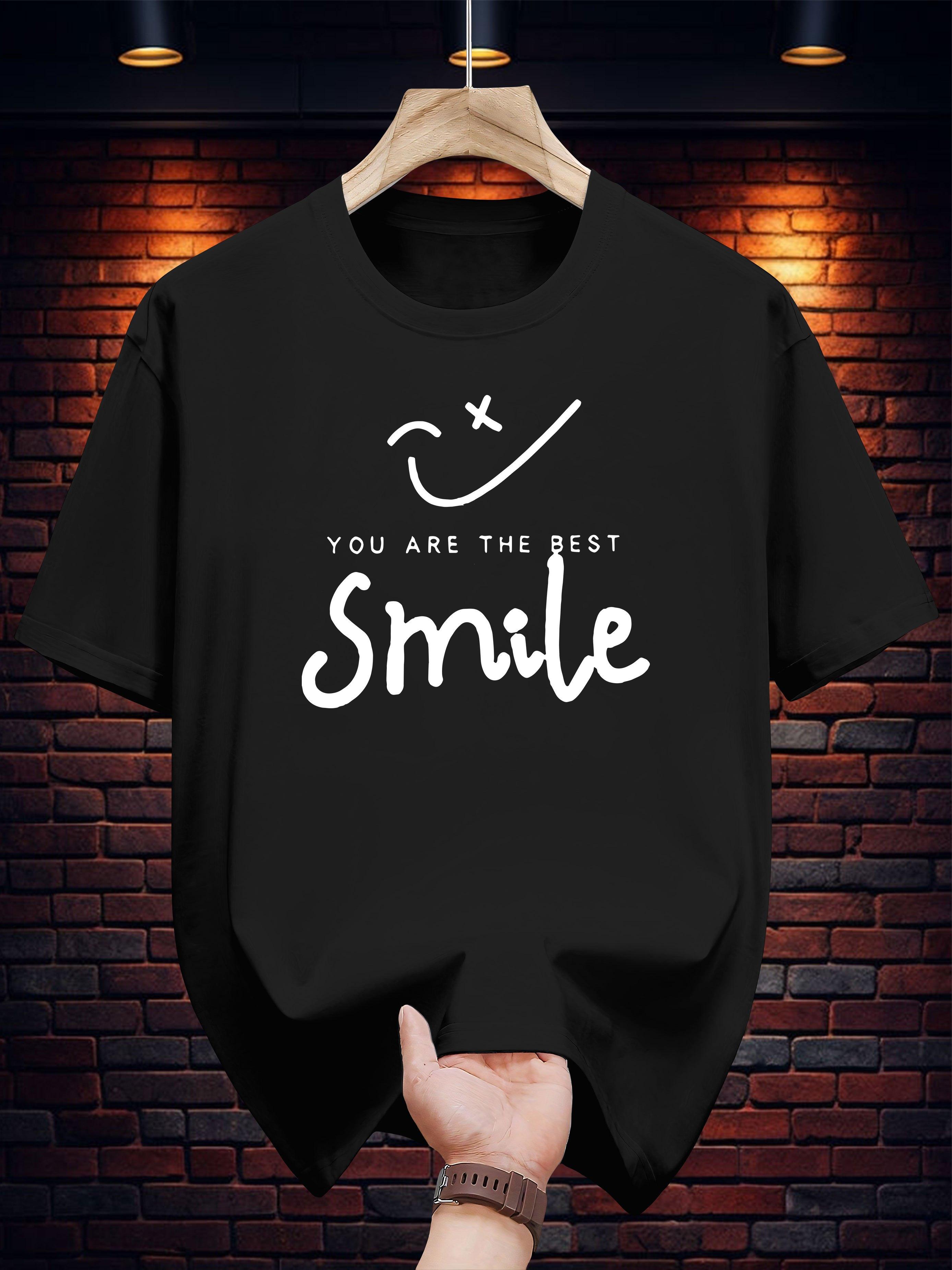 T-shirt with  You Are the Best Smile  Motivational Print - White Casual Summer Tee XL