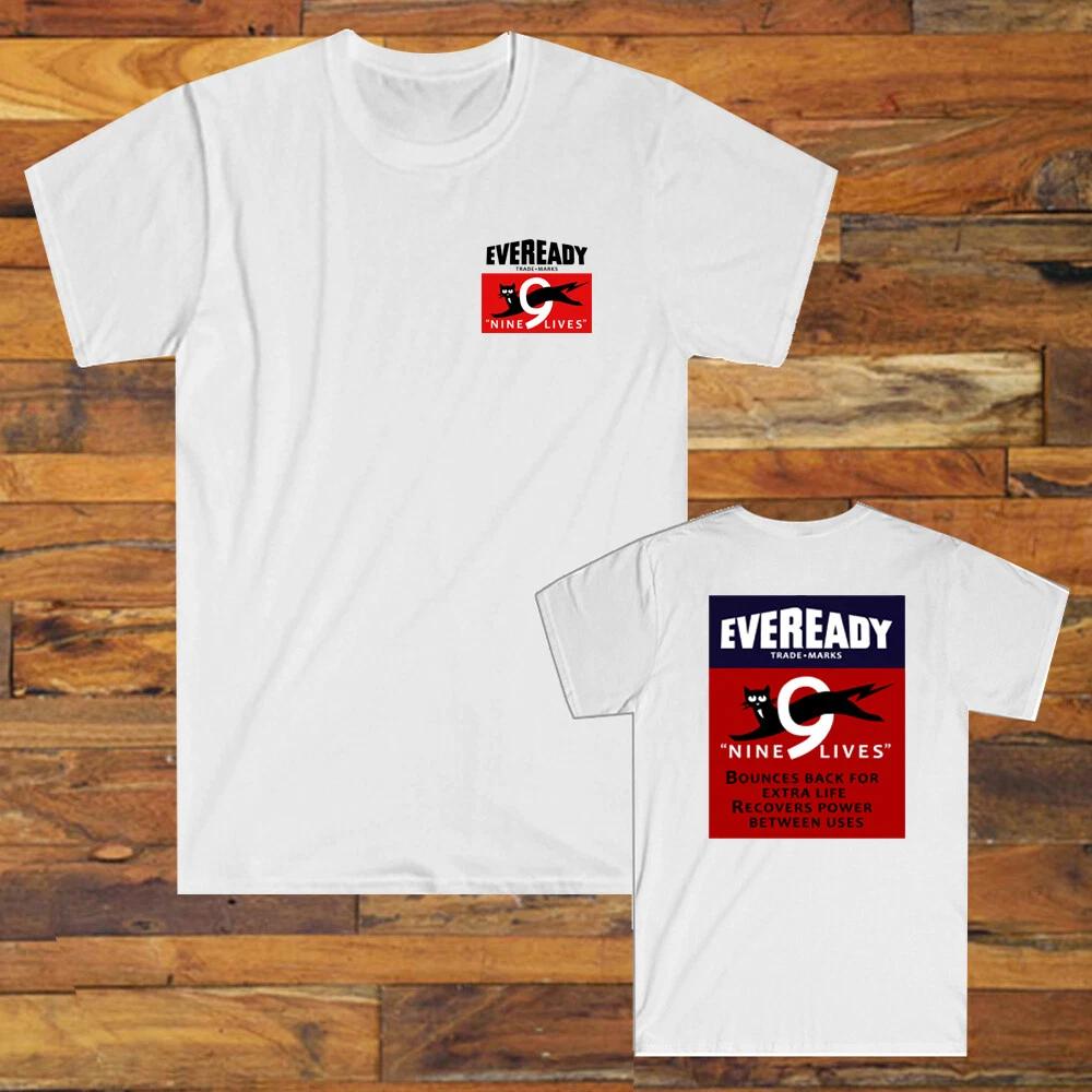 Eveready Retro Battery Black Cat Nine Lives Men s White Size S-5XL XXL
