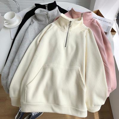 Suéter de cuello alto Y2K de talla grande para mujer, sudadera de punto, abrigo cepillado grueso con cremallera, suéteres exteriores de invierno, blusa holgada de moda