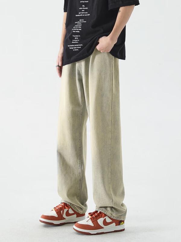 Dingfengbaoluo Men's High Street Wide Leg Pants