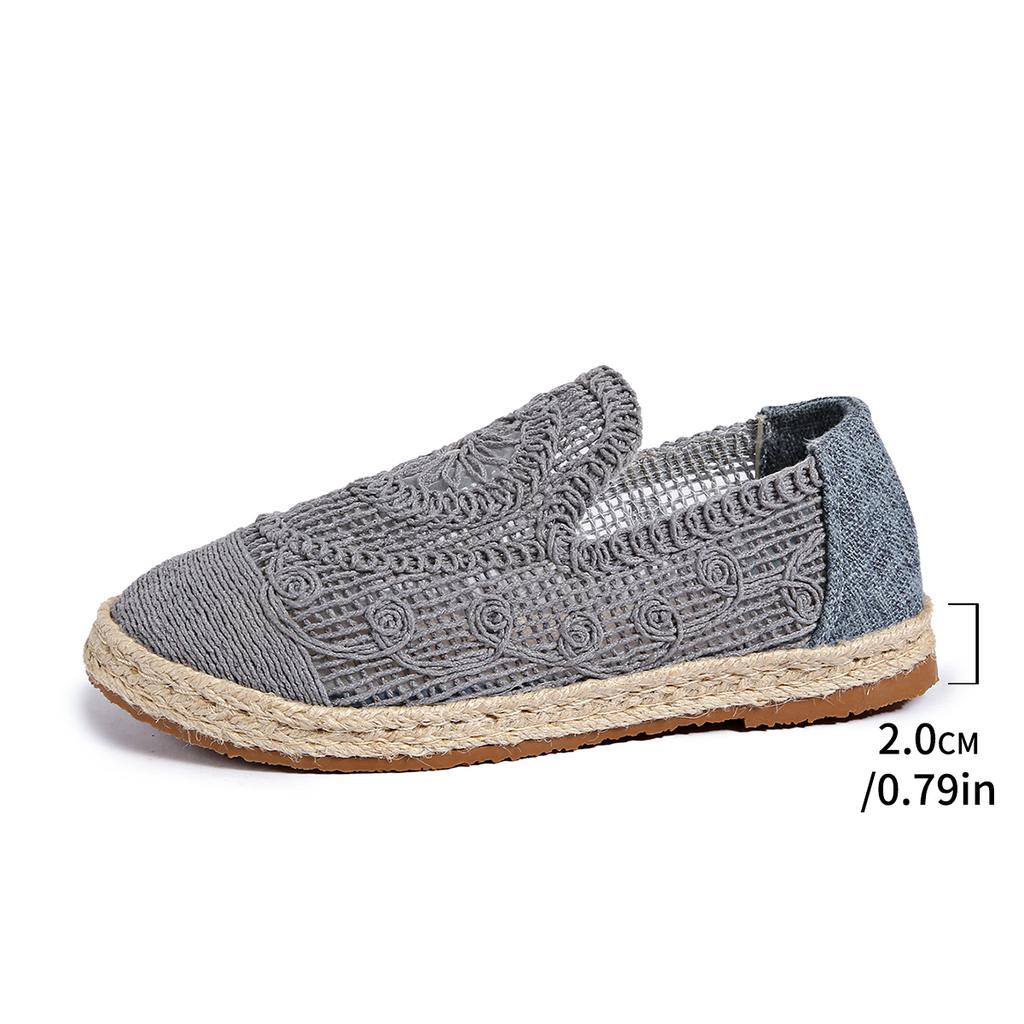 Modemarken Design Häkelspitze Espadrilles Damen Elegant Flach Leinen Netz Slipper Damen Sommer Atmungsaktive Fischer Mokassins Schuhe