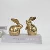 Brass Handicrafts Golden Rabbit Simulation Animal Sculpture Rabbit Zodiac Figurines Metal Figurine Home Decoration Accessories
