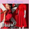 Elegant Polyester Pearl Red Costume Dress Ideal For Halloween Roleplay And Themed Parties
