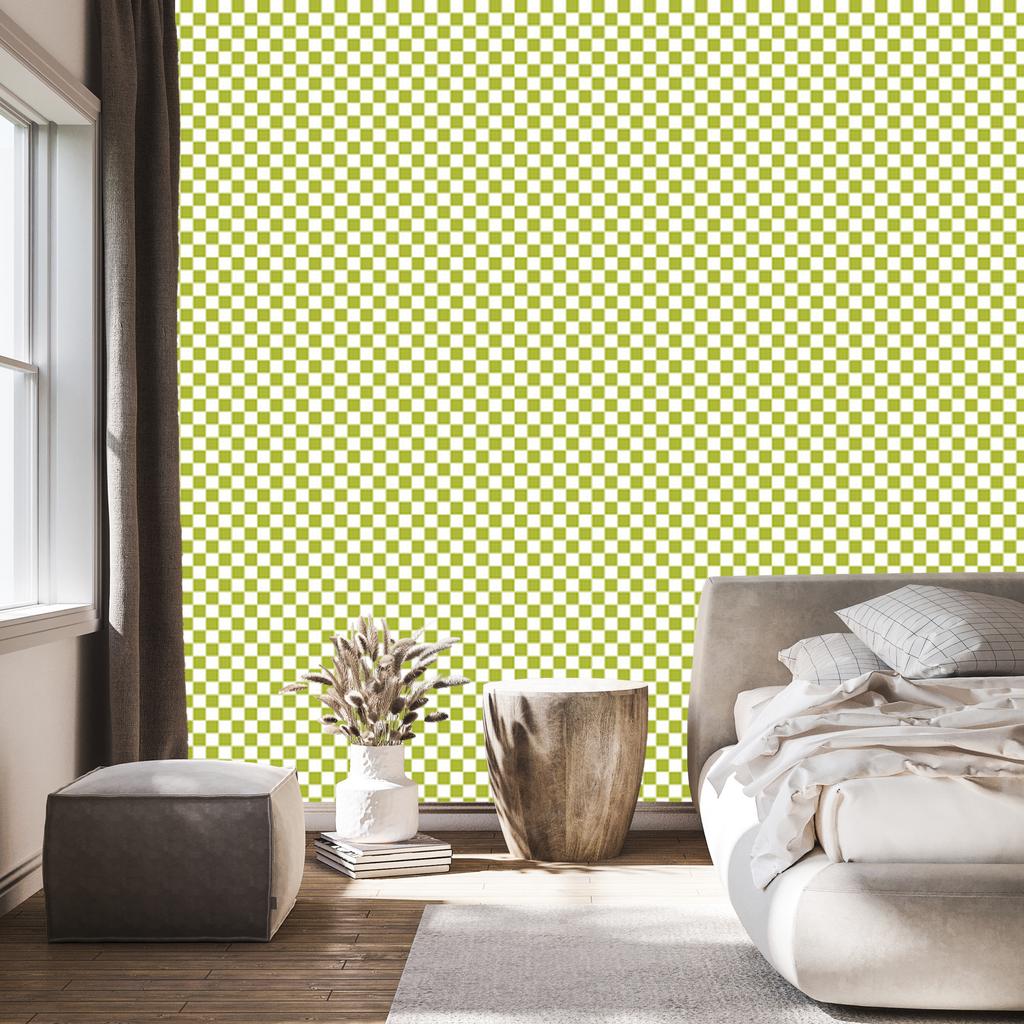 Checkerboard Wallpaper Yellow, Cream, White and Beige for Living Room and Bedroom 50x1000