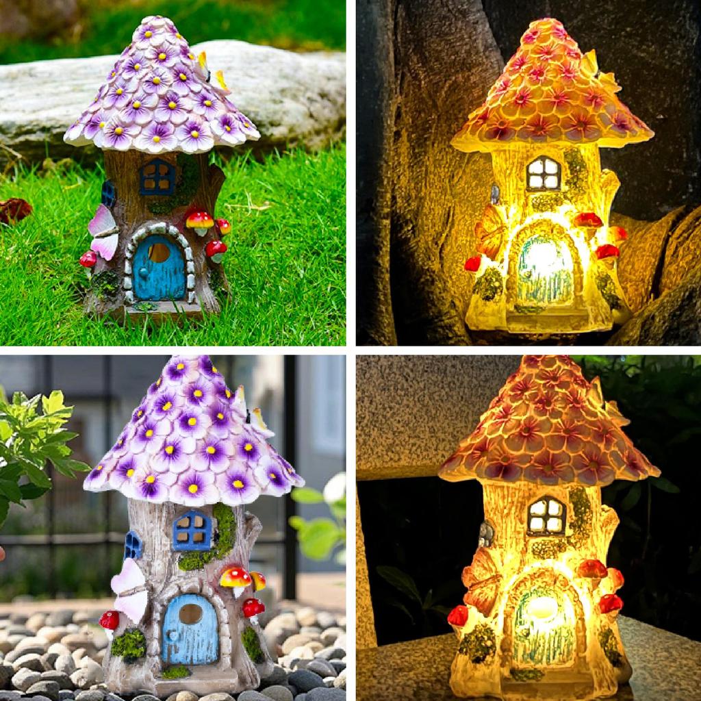 Solar Mushroom Lights Resin Crafts Garden Sculpture Unique Dollhouse Art Outdoor Decor Accessories for Home Lawn Garden Patio