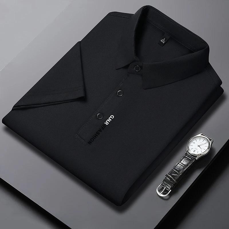 STORN Men's Short Sleeve Solid Color Polo Shirt Breathable Comfortable Elastic Top New Arrivals Casual Business Style