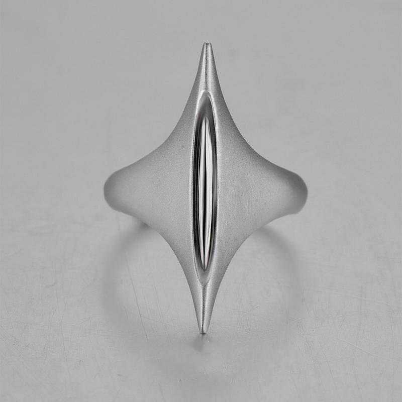 Adjustable Open Ring Women Men Geometric Cone Shape Minimalist Sterling Plated Copper Jewelry Vintage Artistic