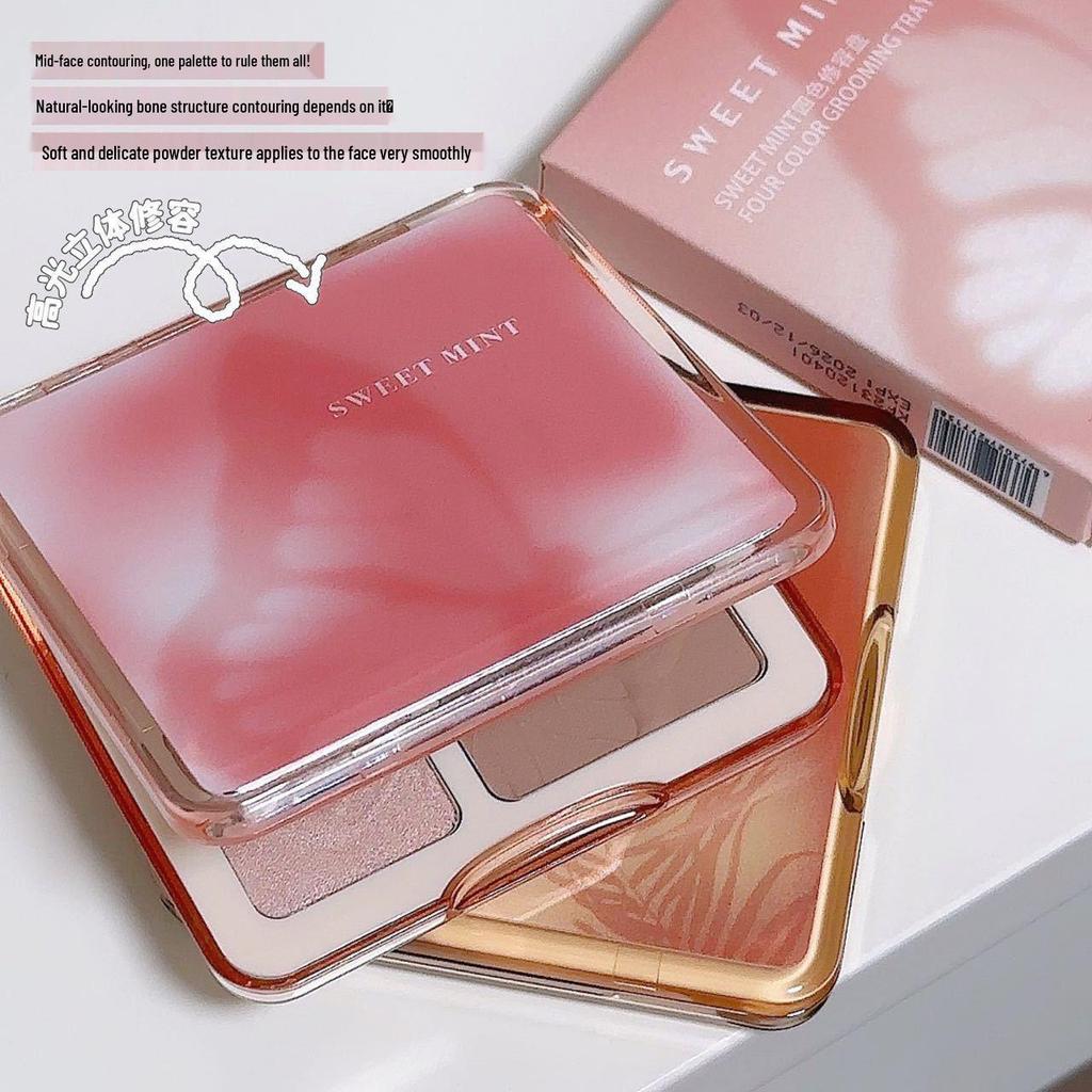Sweet Mint Contour Palette: 4 Colors for Shaping, Highlighting, Brightening, & Shadowing. Comprehensive Face Sculpting In One.
