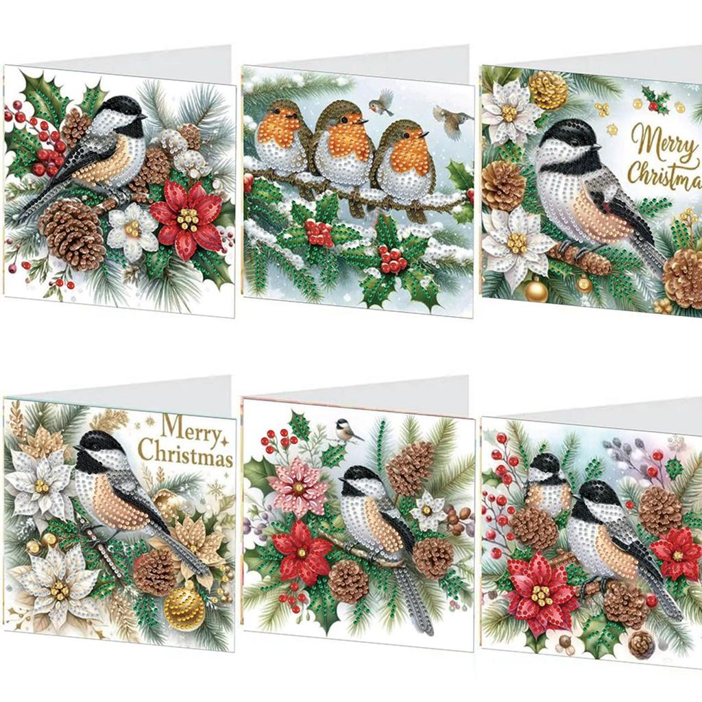 6Pcs Christmas DIY Diamond Art Greeting Cards Diamond Painting Greeting Card Kit for Adults DIY Craft Family Friend Xmas Gifts