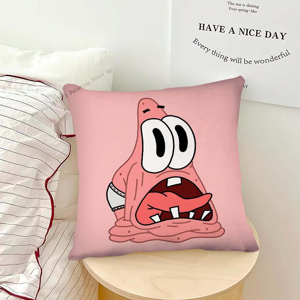 Cartoon SpongeBob SquarePants Patrick Star Pillow Case Fashion Square Pillowcase Bedroom Sofa Room Leisure Cushion Cover