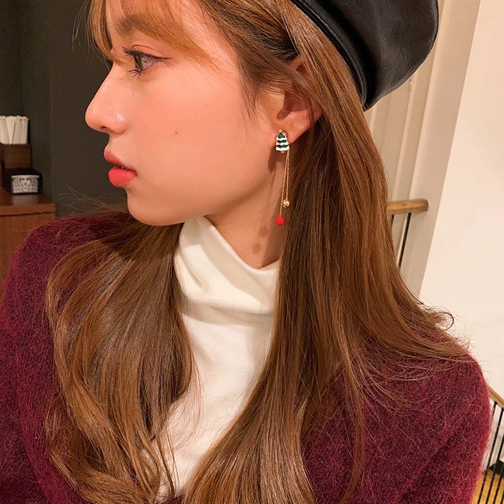 Tree Zinc Zinc Alloy Asymmetrical Dangle Earrings Korean Style Earrings Christmas Earrings Female Ear studs