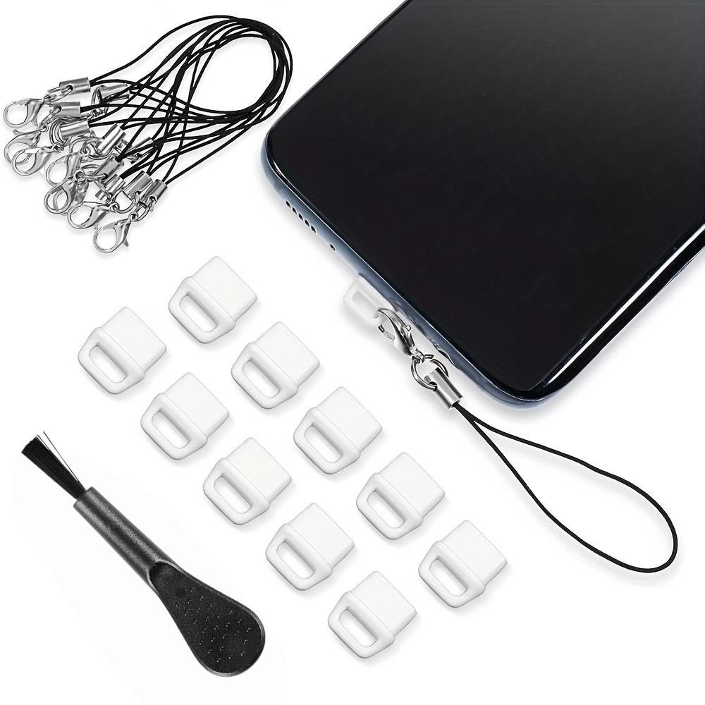 10 sztuk wtyczek przeciwkurzowych USB C, Osłony przeciwkurzowe USB typu C, Zestaw wtyczek przeciwkurzowych do interfejsu telefonu komórkowego, Zawiera wtyczki przeciwkurzowe, Sznurek, Szczoteczkę do czyszczenia