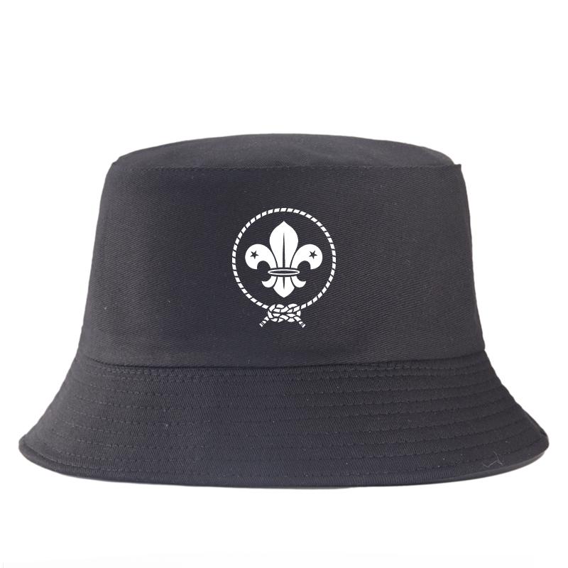 Vintage Fleur De Lis Graphic Bucket Hat World Scout Emblem Print Cotton FisherUnisex Cap Unisex Casual Summer Outdoor Sport Hat