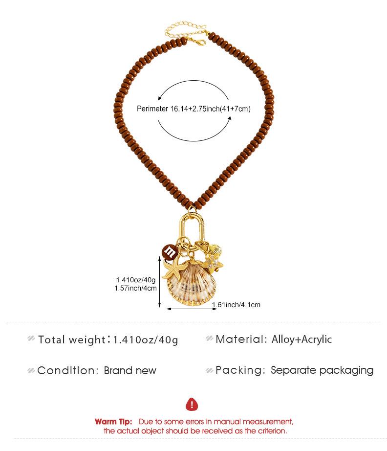 High-End Ocean-Inspired Beaded Necklace with Starfish and Seashell Pendant for Women