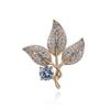 Elegant Unisex High-End Gold-Plated Leaf Brooch with Zircon