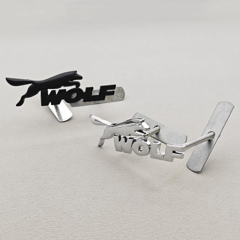 GAKN5 3D Metal Black Chrome Logo WOLF Car Modified Accessories Grille Front Badge Emblem For Jagura Ford Chevrolet JEEP VW BMW & More