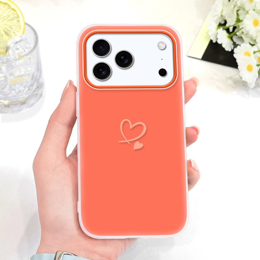 Simple Love Heart Phone Case For IPhone 17 17E Air 16 16E 15 Plus Pro Max Candy Colored Cover