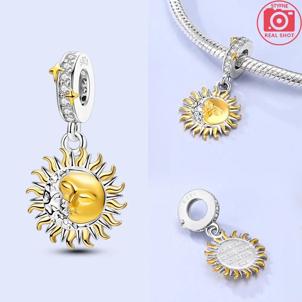 Charms Copper Original Sun Pendant Blue Star Moon Snowflake Ball Beads Fit Bracelet Women Jewelry Making Diy Gift