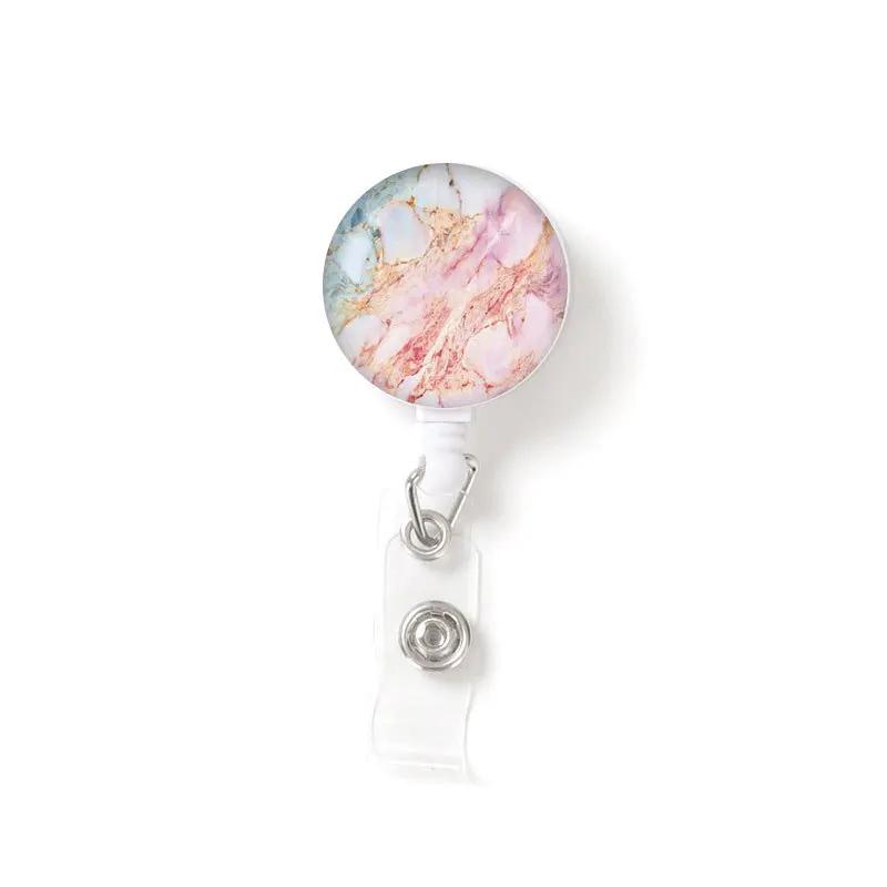 1pc Marble Nurse Doctor Badge Reel Retractable ID Badge Holder Key Ring ID Name Card Office Supplies Porta Credencial