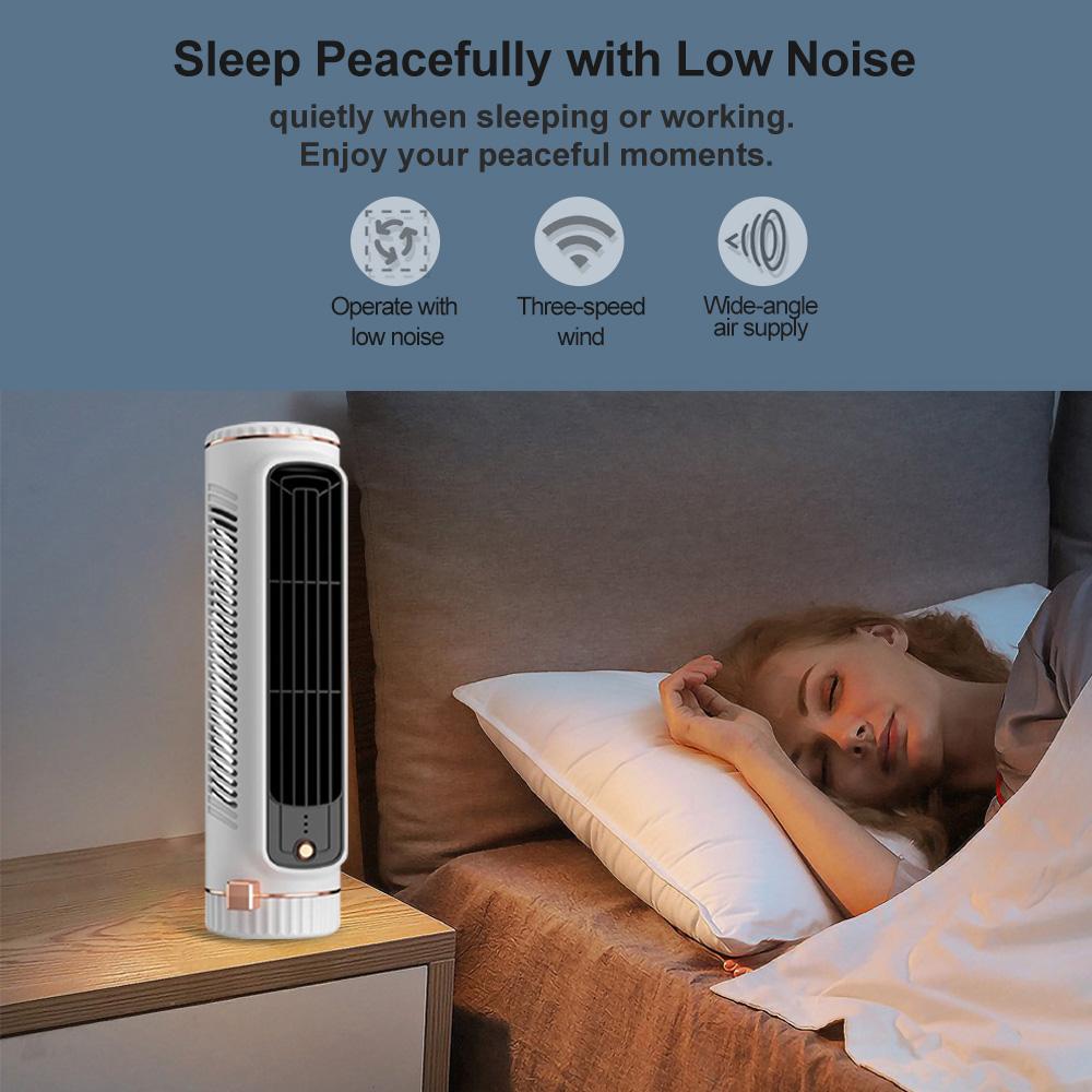 Desktop Tower Fans Circulation Air Conditioner 20dB Quiet Floor Fan,USB Rechargeable 3 Gears Wind Speed,Wide Angle Air Supply