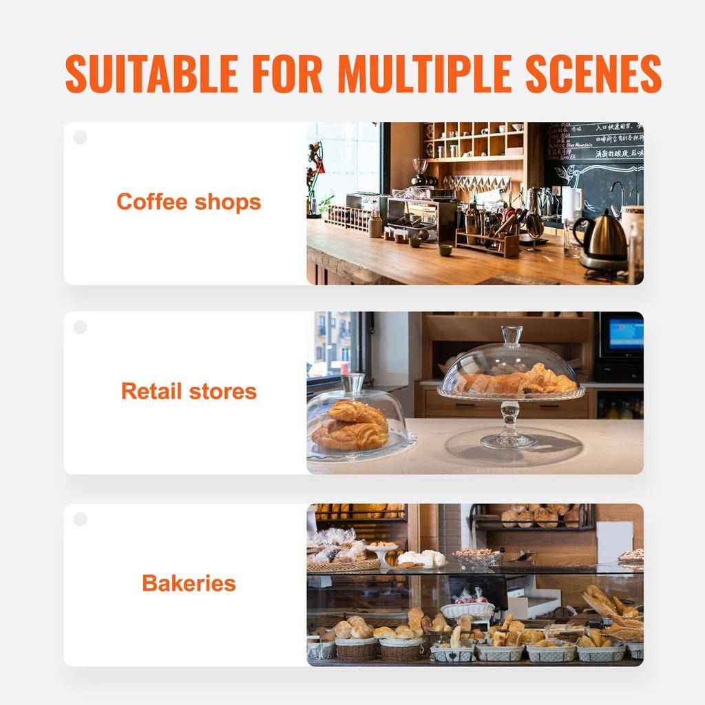 Pastry Display Case, 2-Tier Commercial Countertop Bakery Display Case, Acrylic Display Box with Rear Door Access & Removable Shelves, Keep Fresh for