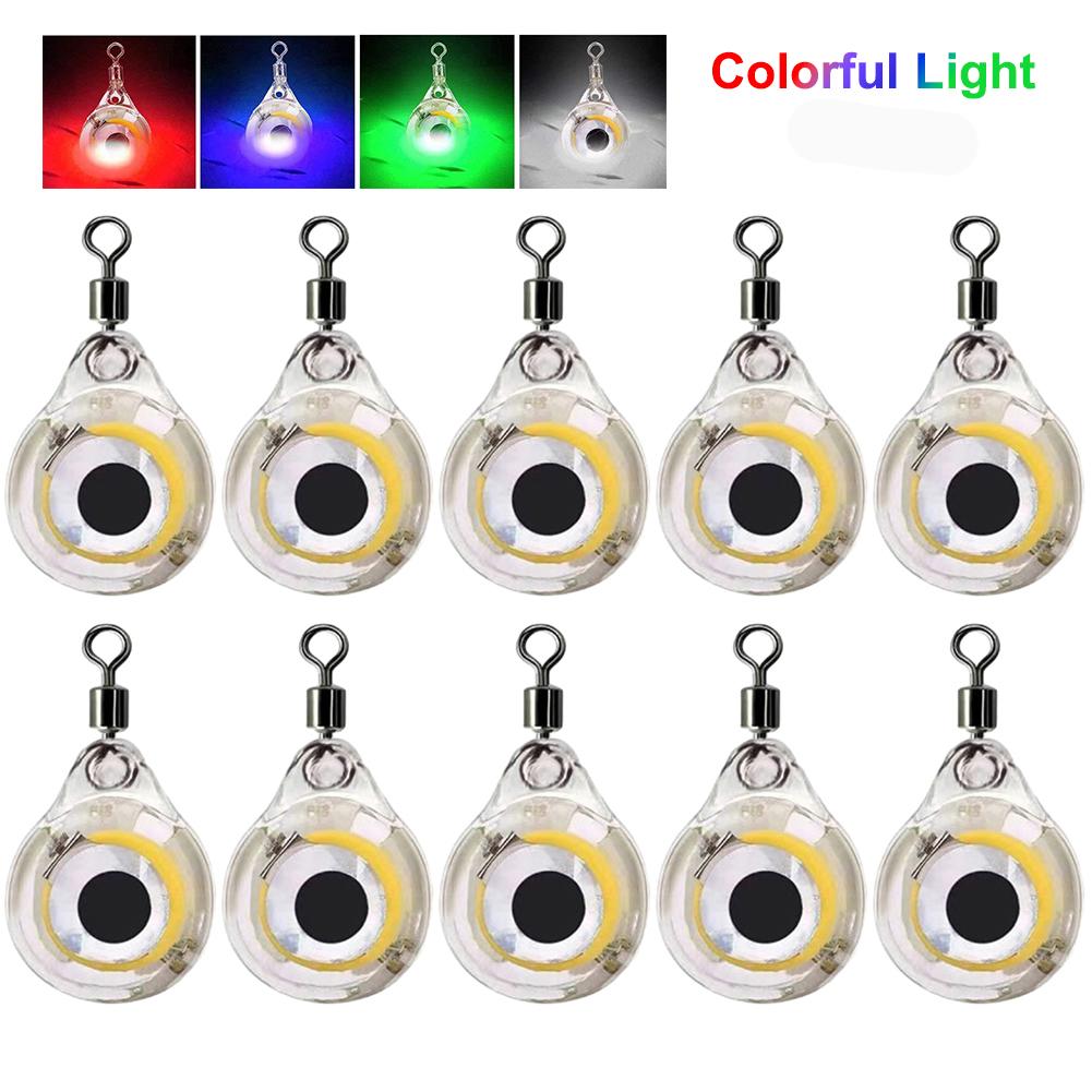 

10-100Pcs Mini Fishing Lure Light LED Underwater Eye Shape Fishing Squid Fishing Bait Luminous Lure for Attracting Fish Lures 10PCS різнокольоровий