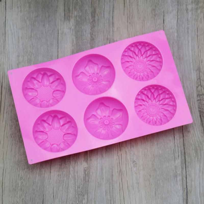 Molde de Silicone em Forma de Flor para Sabonete Artesanal DIY, Vela, Bolo, Suprimentos, 6 Cavidades, Artesanato, Molde para Sabonete Artesanal, Cor Aleatória