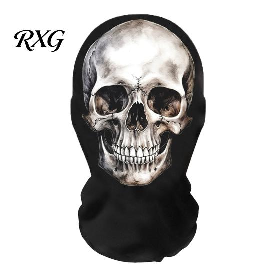 Elastic Dustproof Sports Hood Skull Print Halloween Balaclava, Breathable Mesh Full Face Mask with Impactful Visual Cosplay Gear 3D Print, UV