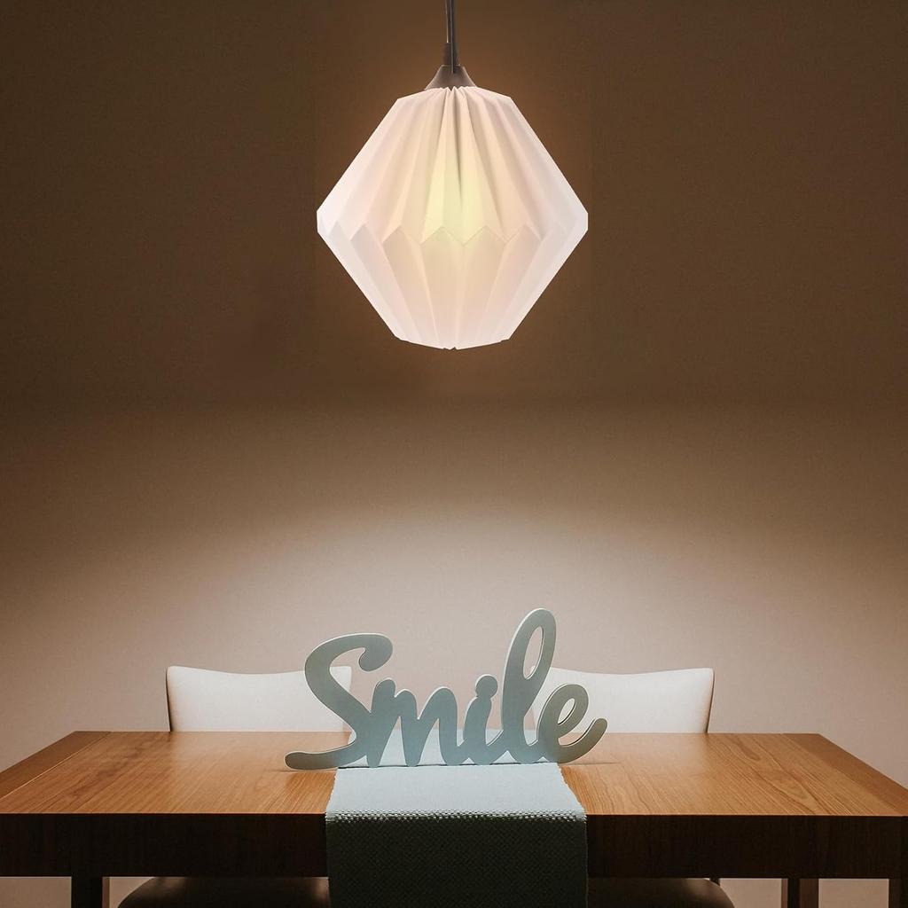 Angoily Nordic Style Origami Paper Hanging Lamp Shade, 12.59X12.59X11.02 Inch, White Foldable Ceiling Light Cover for Chandeliers, Table Lamps, Floor