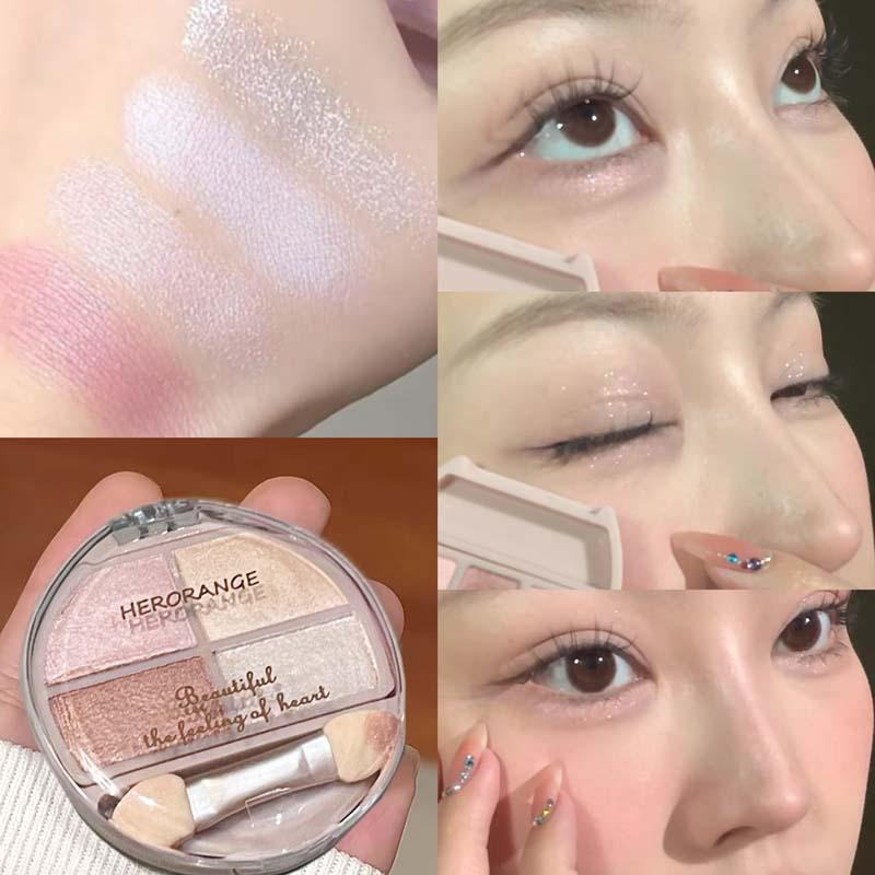 

Cross-Border Mist Under-Eye 4-Color Eyeshadow Palette - Clear, Shimmer, Matte, Milk Tea Shades for Long-Lasting Daily Contour 1.5g
