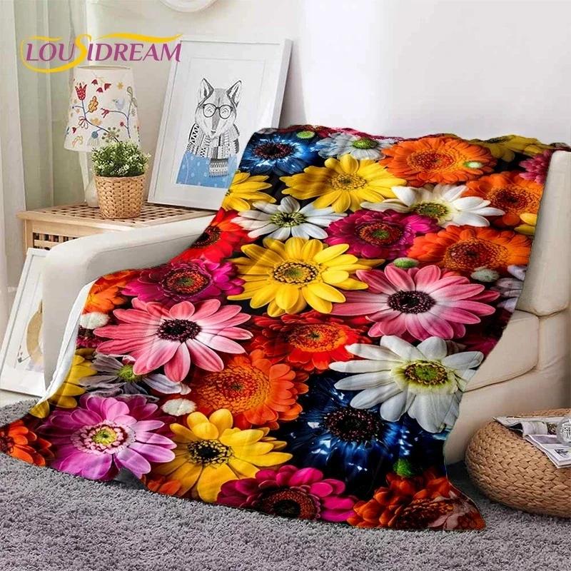 Dream Sun Flowers Nordic Daisy Yumuşak Battaniyeler, Sıcak Tut Atma Battaniyesi Piknik Yatakları Kanepe Ev Yatak Odası Hediyesi için Rahat Battaniye