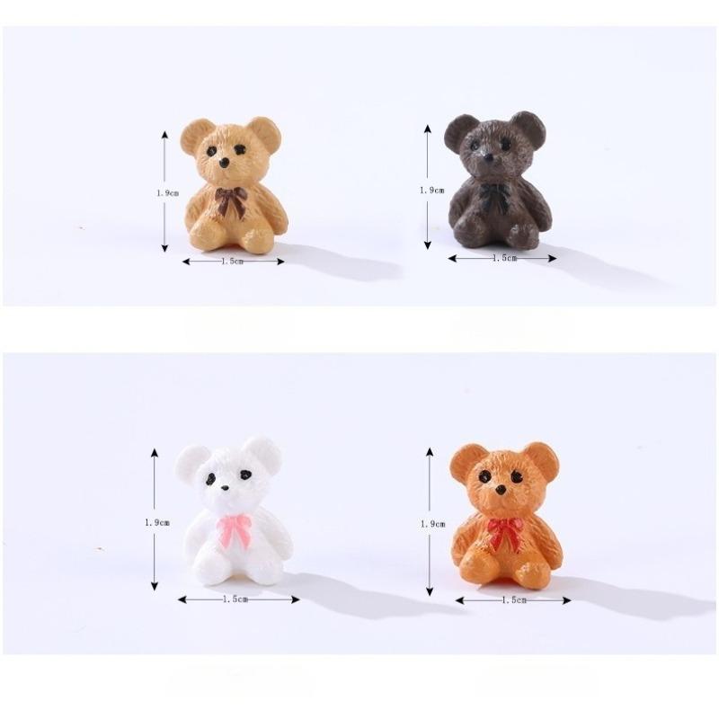 4pcs /Lot Cute Teddy Bear Figurine Moss Micro Landscape Accessory, Fun DIY Assembly Ornament, Cute Decoration