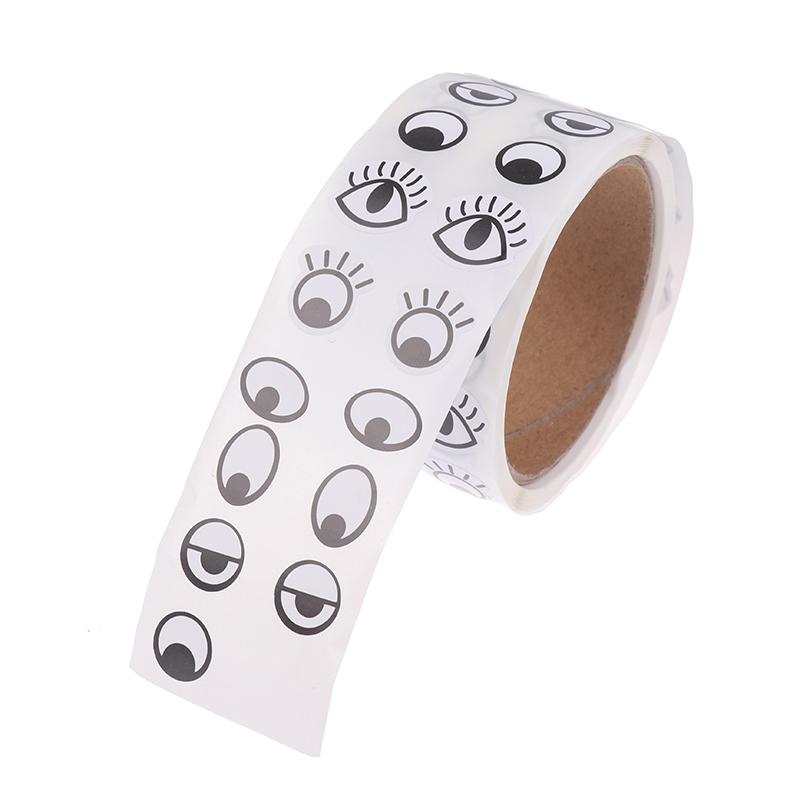 1000 Stück/Rolle Selbstklebende Augenaufkleber Mini Augenform DIY Aufkleber Schwarz Weiß Designs Halloween Party Kinderspielzeug Aufkleber