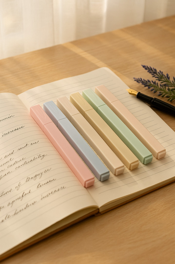 12Pcs/Set Highlighter Pens Non-Neon Pastel Colors Quick Dry Marking Pen Study Journaling Office School Supplies