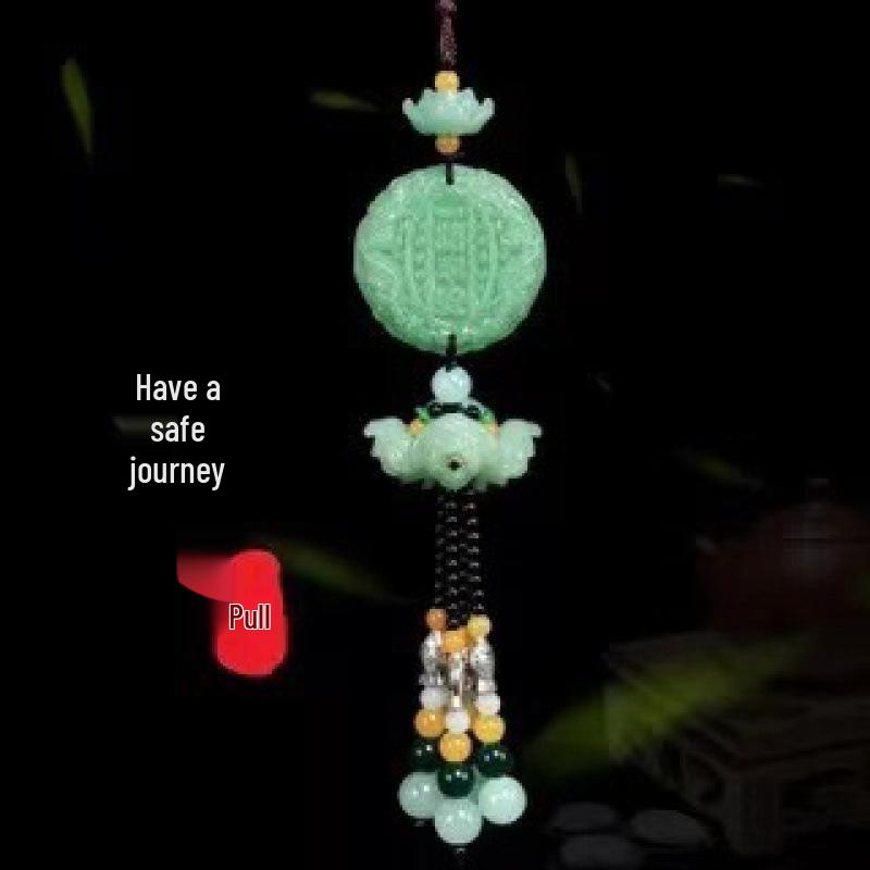 Green Jade Lotus Pixiu Car Pendant Decoration