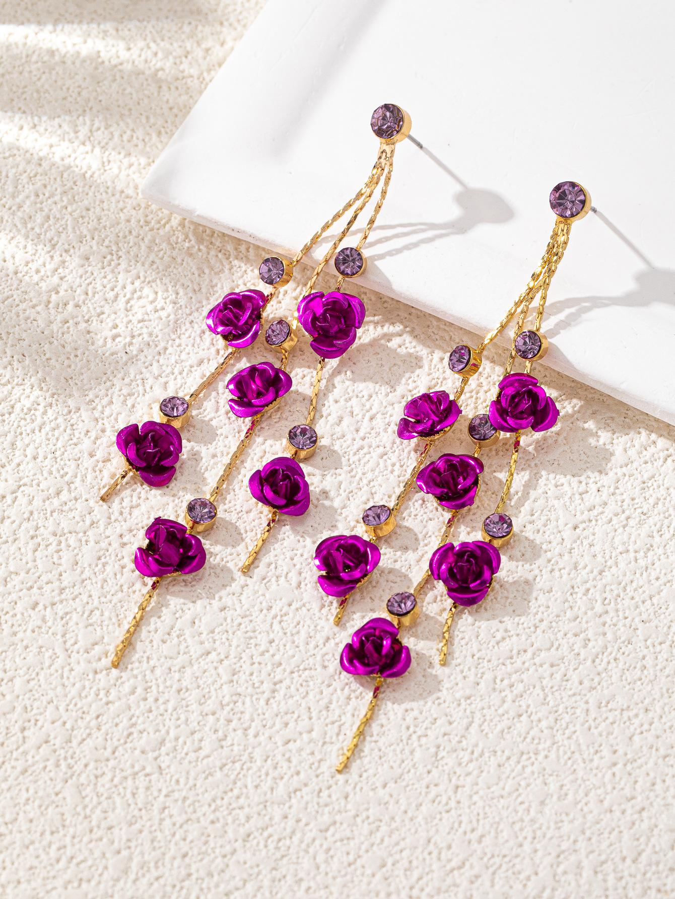 Новые красные серьги-розы Корейский темперамент длинные серьги с бахромой супер-фея лицо тонкие серьги