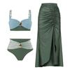 2025 Gold-Plated Color Block High Waist Bikini for Women