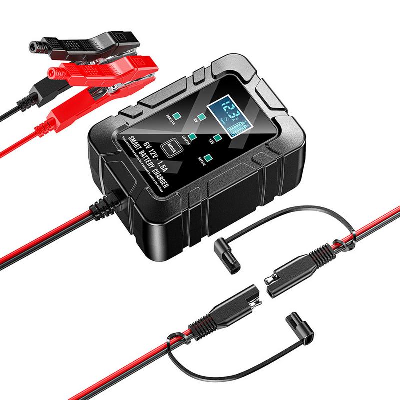 Motorcycle Battery Charger 1.5A Motorcycle Trickle Charger Motorcycle Battery Maintainer For Deep Cycle Batteries