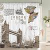 1 Pack European Retro Architecture Flower Style Shower Curtain Partition Bathroom Curtain With Hooks Home Decorative Curtain