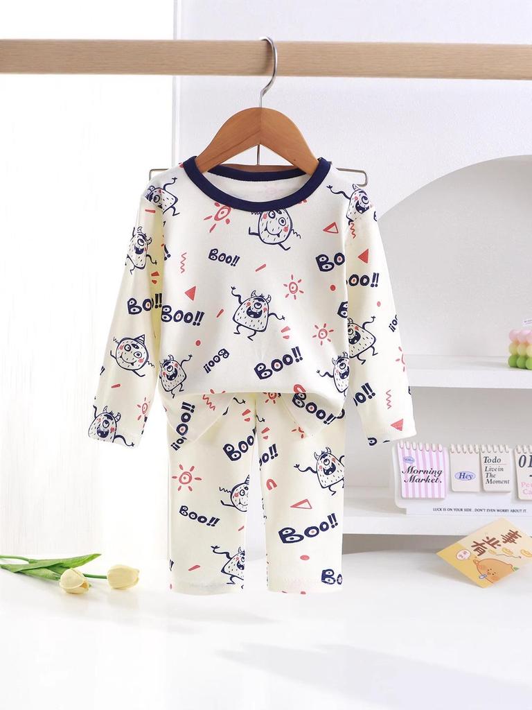 Children's Korean Style Thermal Velvet Pajama Set - Boys & Girls Warm Autumn Shirt and Pants