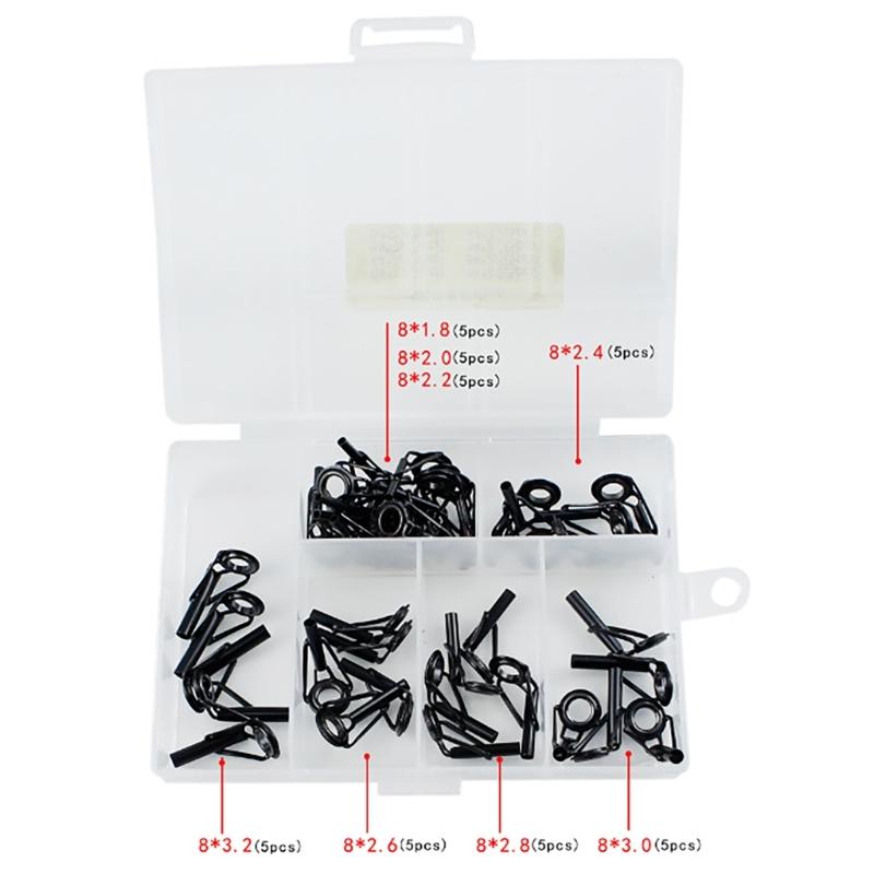 40Pcs Fishings Rod Tip Replacement Ceramic Rings Fishing Rod Tip Repair Rod Tip Accessories for Saltwater Freshwaters