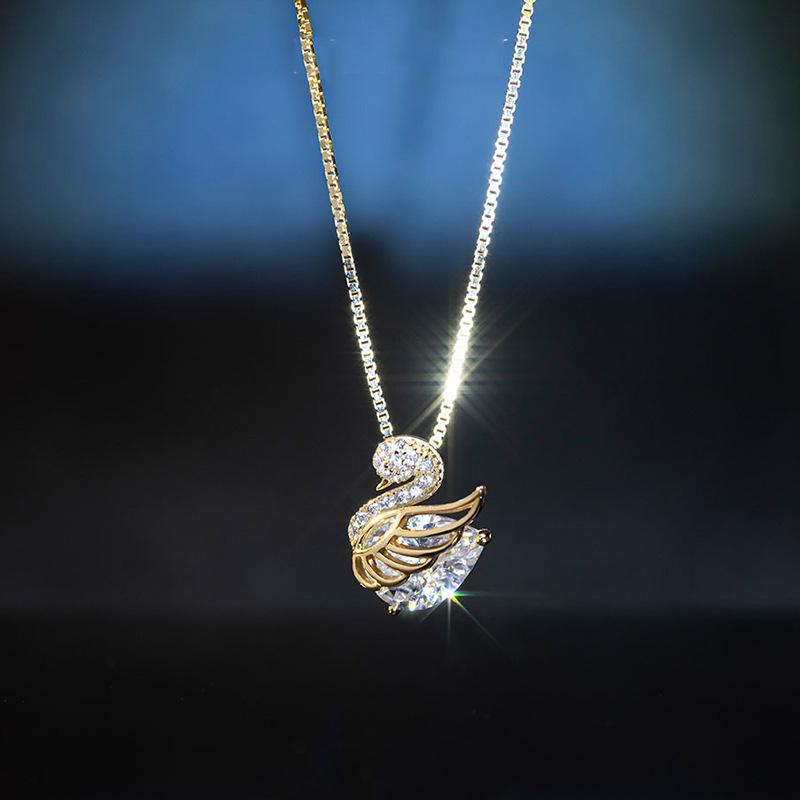 Колье «Лебедь» из розового золота - Элегантное колье-цепочка с подвеской, подарок для девушки (2025 Стиль Фей) Copper Gold Plated