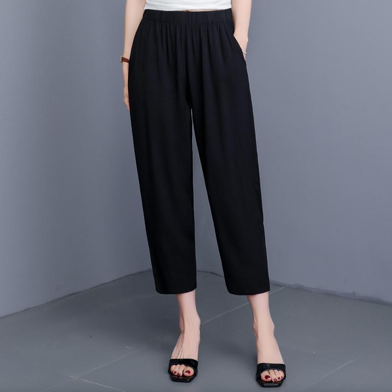Summer Black Pants Women Clothes Plus Size Casual Loose Vintage High Waist Pants