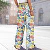 Women Summer Boho Palazzo Pants High Waist Wide Leg Printing Casual Trousers With Pockets