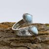 925 Sterling Silber Natürlicher Larimar Edelstein Geburtsstein Ring, Statement Ring, Böhmischer Ring